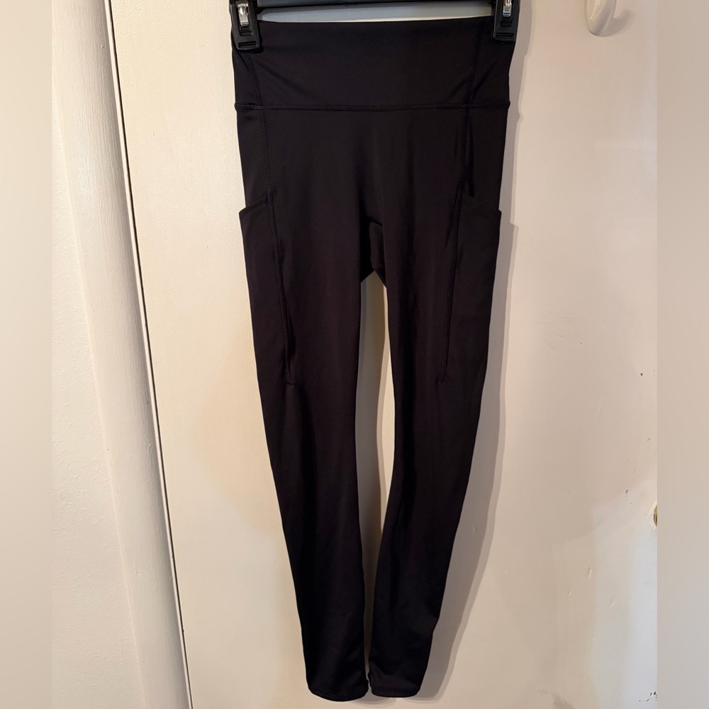 Fabletics Black High-Rise Leggings with Side Pockets